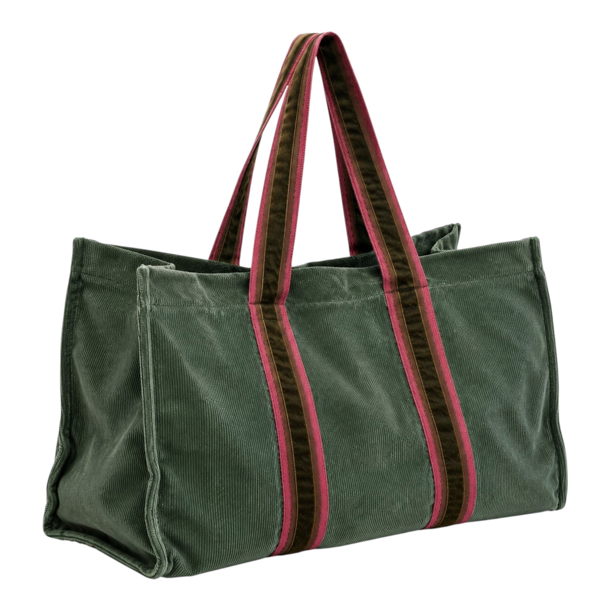 L Tote - Green Corduroy